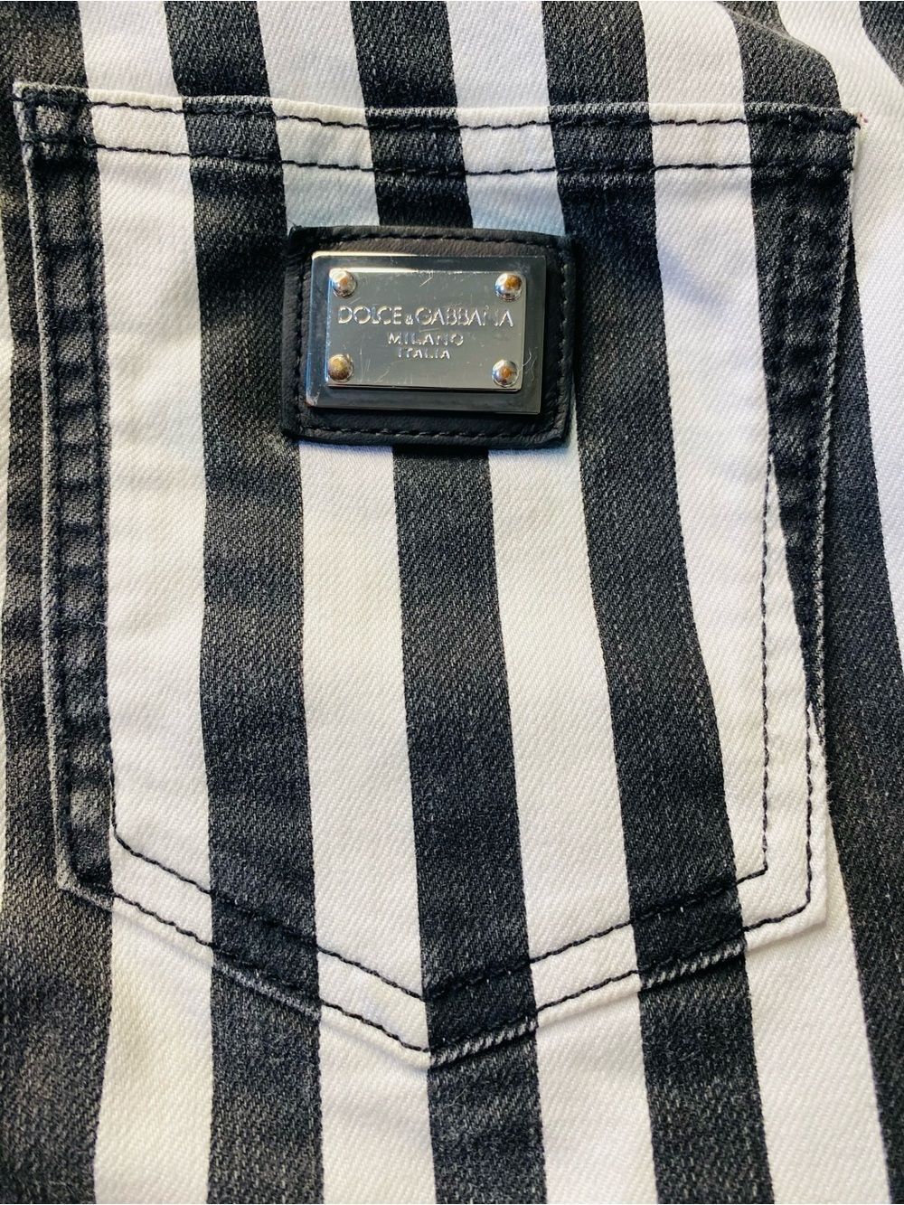 🛍️Dolce & Gabbana Authentic Black and White Vertical Stripe Denim Jeans Size 38